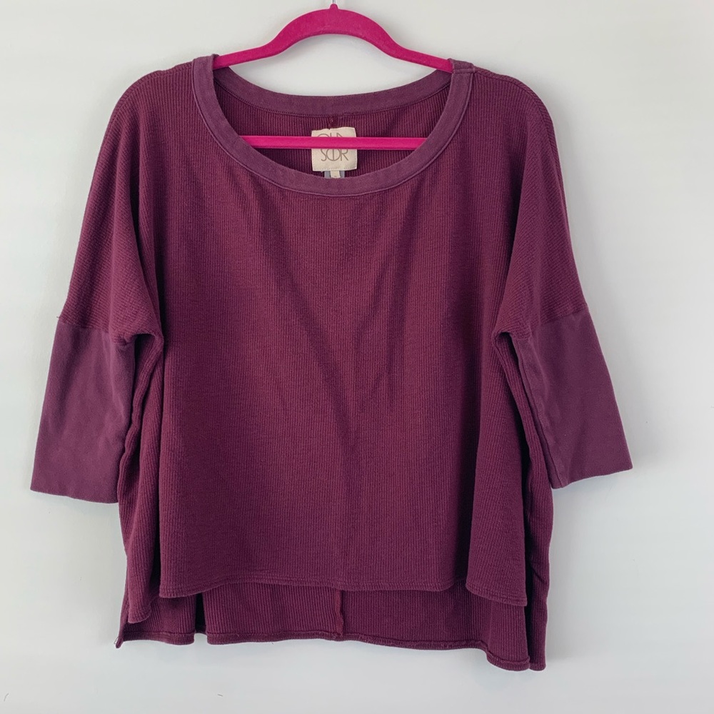 Chaser Waffle Knit Dolman Sleeve Relaxed Top Small